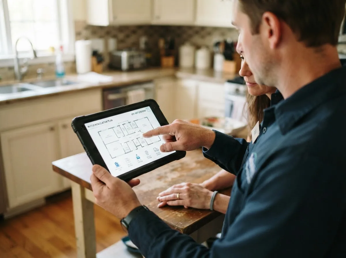 Water damage restoration technician inspecting a home in Earlimart, CA